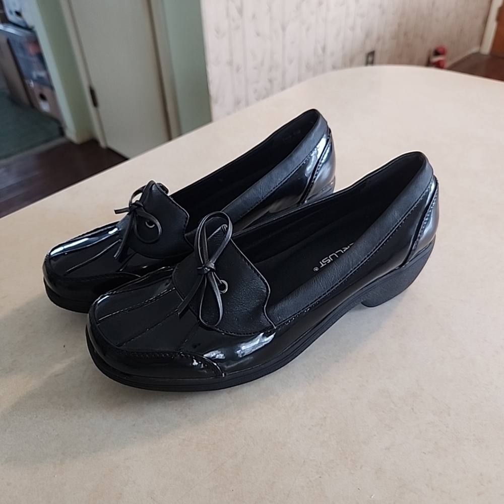 NEW Wanderlust Women's Sz 6.5W Black Vegan Patent Leather Topsider Duck Shoes